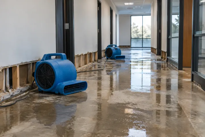 Illustration of drying equipment in a commercial corridor
